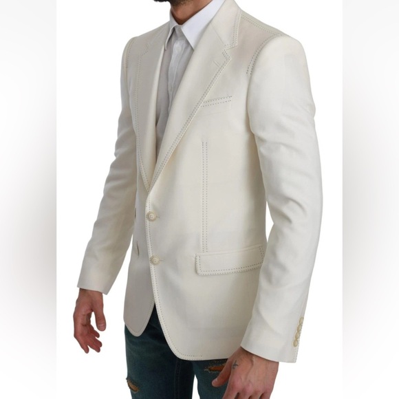 Dolce & Gabbana Men's White Cream Sicilia Single Breasted Blazer - Size 36 US - Picture 2 of 16